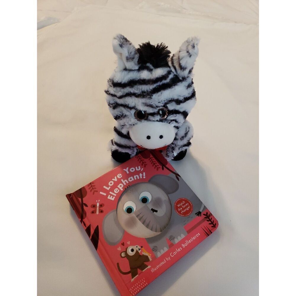 Valentine's Day Board Book and Plush Zebra NWT